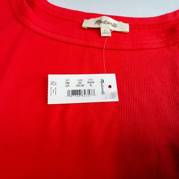 Madewell Womens Red Ribbed Tank Top Size XL Sleeveless Casual Lightweight - Picture 6 of 10